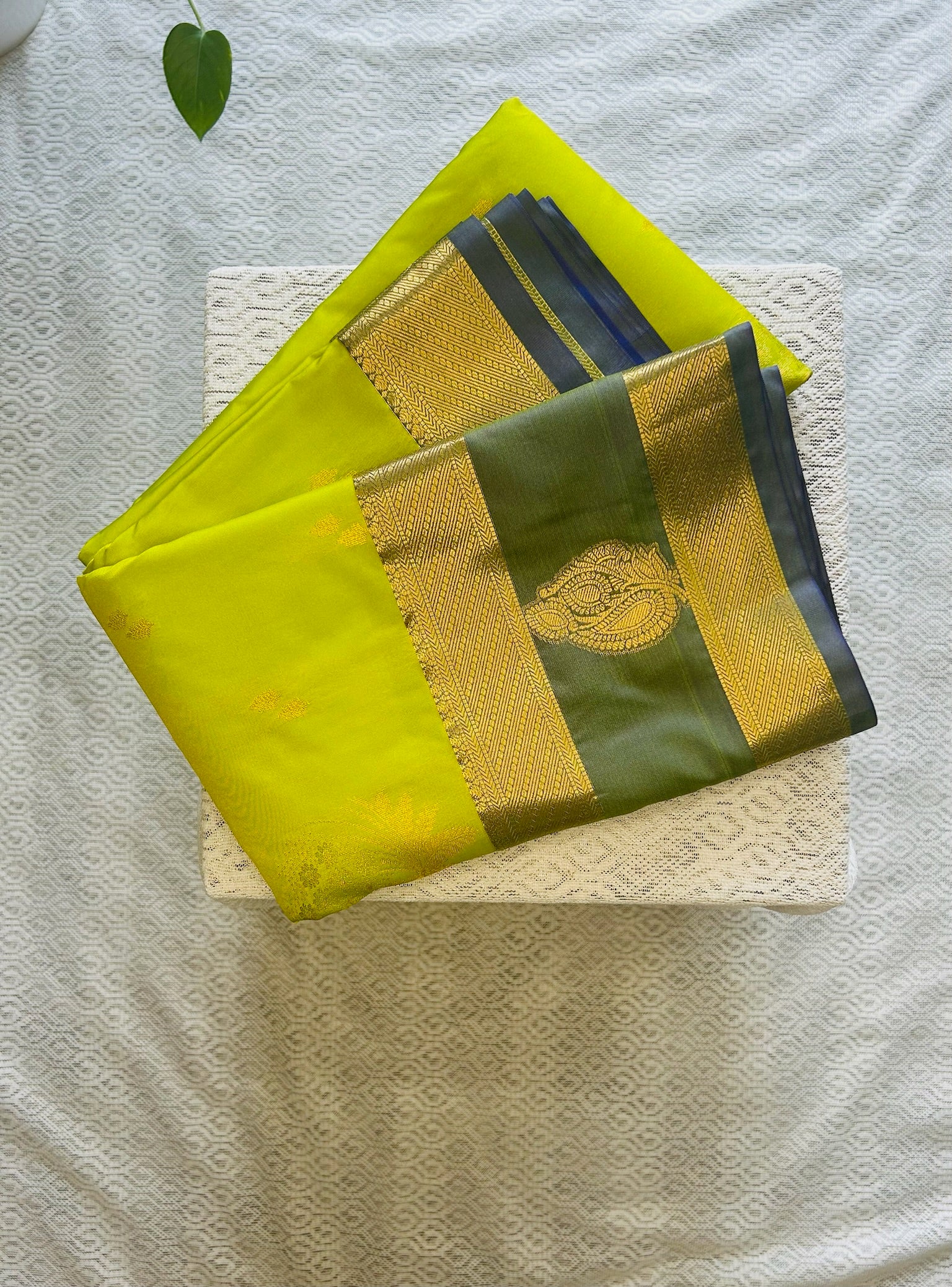 Lime Green Semi Kanchi Silk Saree