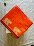 Burnt Orange & Deep Maroon Pallu Kora Silk Saree