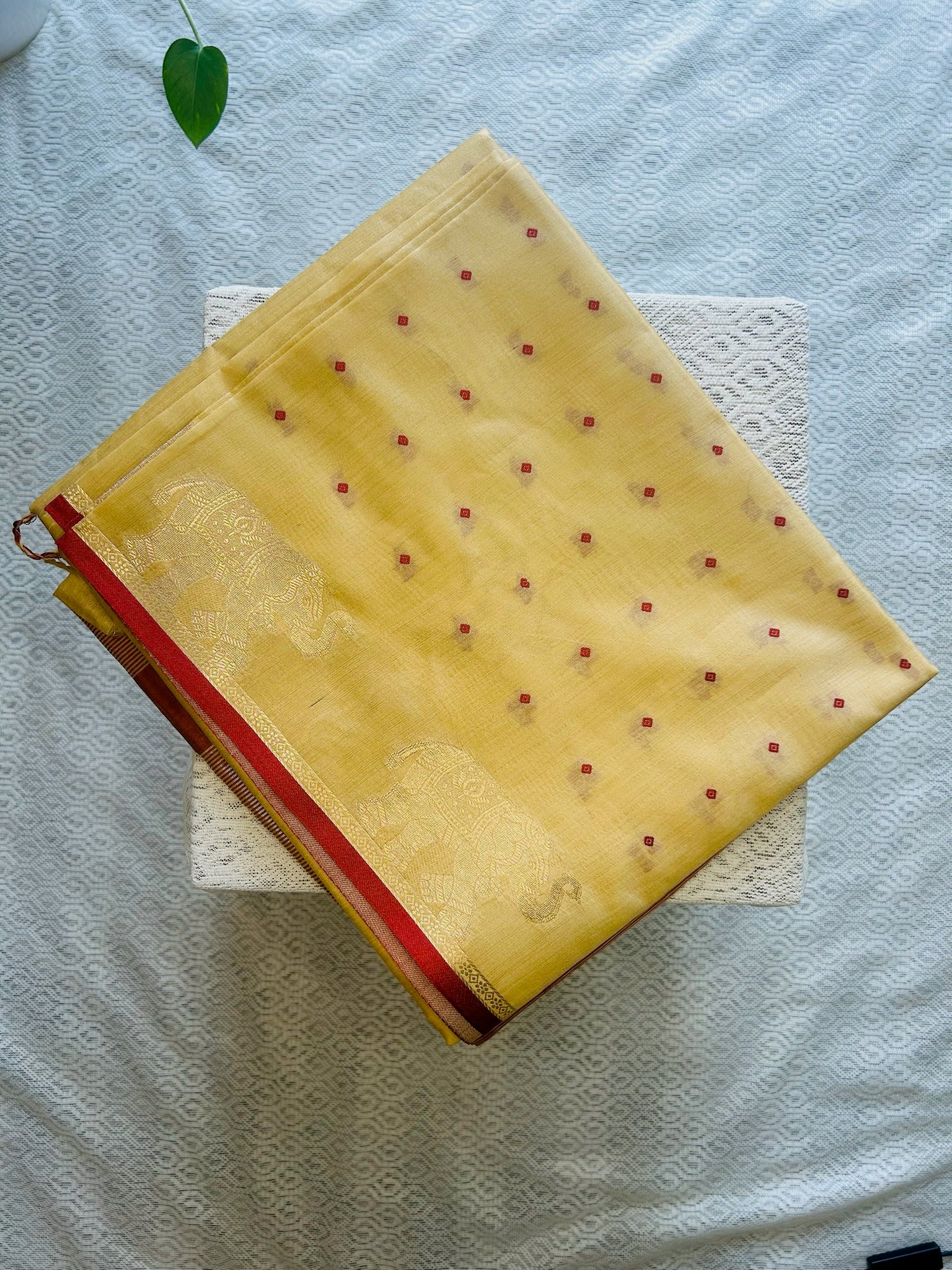 Sandal & Brick Brown Pallu Kora Silk Saree